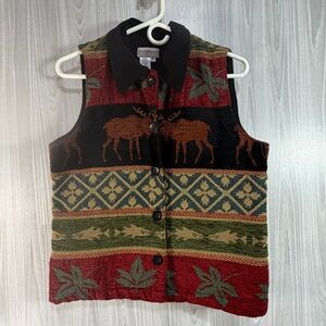 Cold Water Creek Native Outdoor Lodge Vintage Vest Cabin Core USA Women’s Sz S